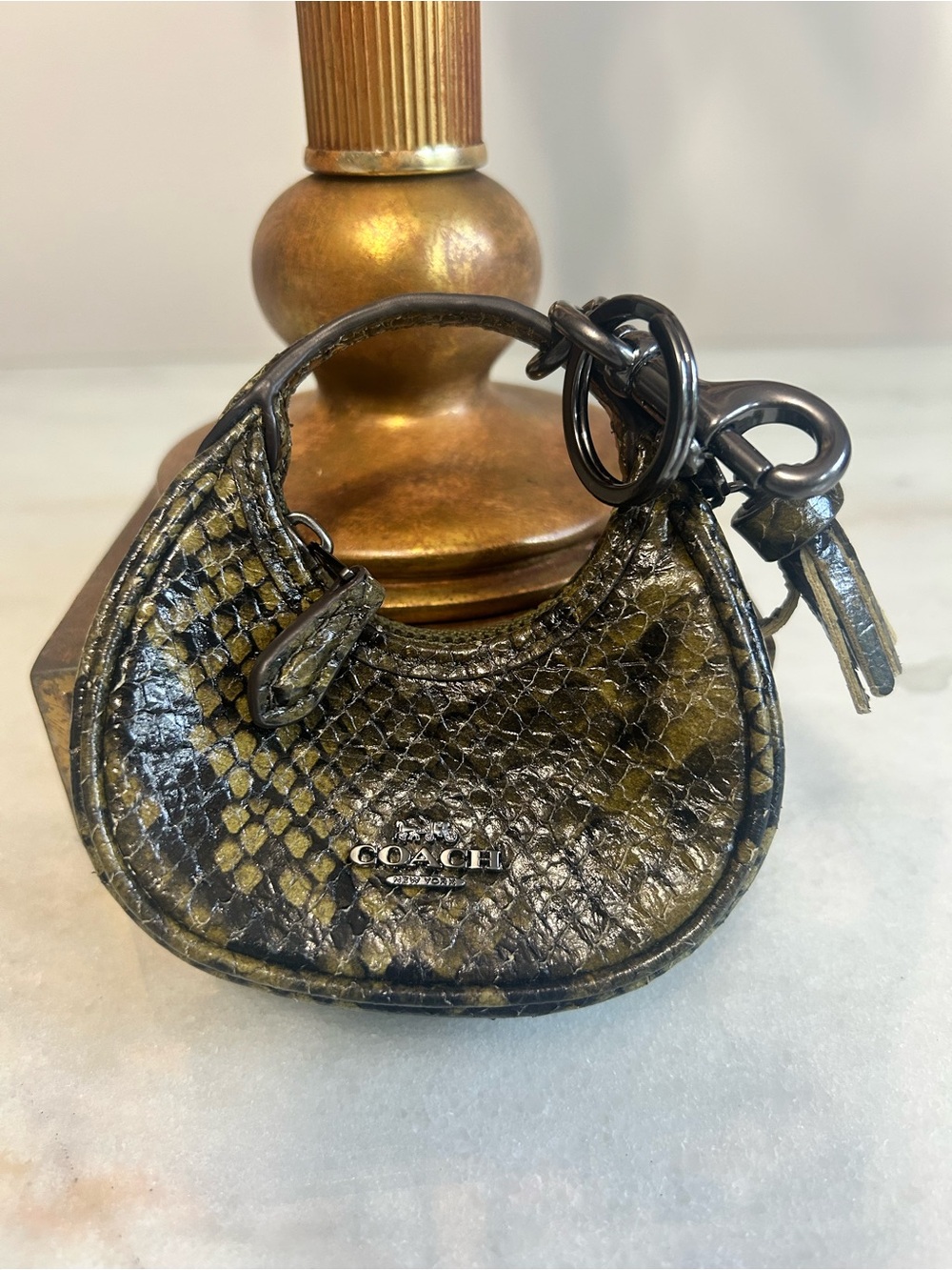 Coach Carmen CCF18 Snake Print Mini Bag Charm Coin Purse
